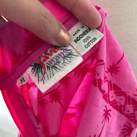 Vintage Java Wraps Pink Batik Sleeveless Romper with Bow - Medium - Picture 10 of 10